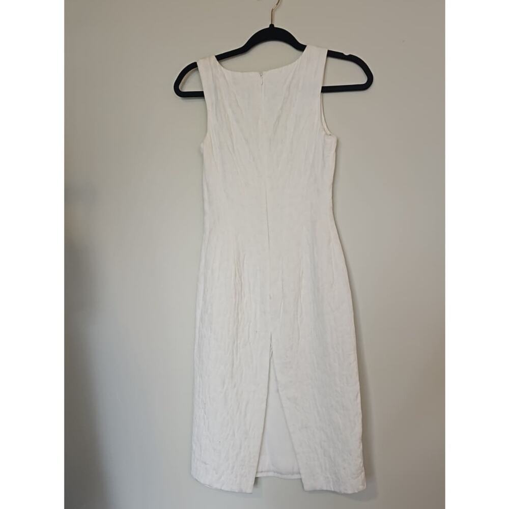 Michael Kors White Cotton Blend Jacquard V-Neck Sheath Midi Dress - Picture 2 of 4